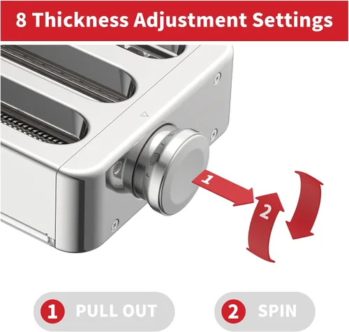 Miniatura 4 de Juego de accesorios para pasta totalmente de metal 3 en 1 para batidora de pie KitchenAid, incluye rodillo de lámina de pasta, cortador