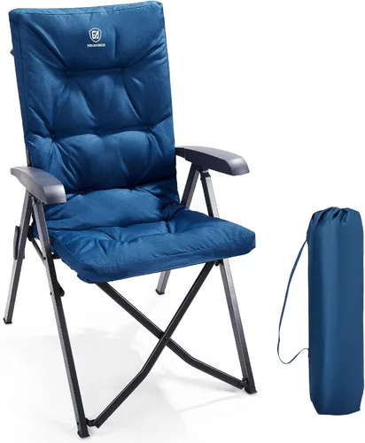Miniatura 8 de EVER ADVANCED Juego de 2 sillas de camping de lujo para adultos, resistentes con respaldo alto, silla de jardín plegable de gran tamaño, cómodas