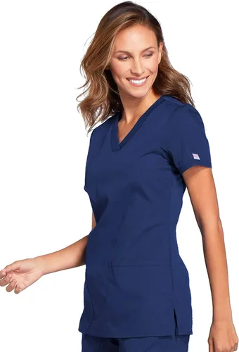 Miniatura 3 de Cherokee WW645 - Camiseta médica con cuello en V para mujer, moderna y clásica, con 3 bolsillos, lazo para instrumentos y tela resistente a