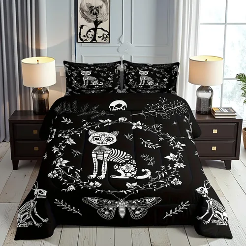 Miniatura 13 de Castle Fairy Juego de edredón tamaño twin con lobo, animales salvajes y plantas, exótico, bohemio, loto misterioso, colección de cama suave