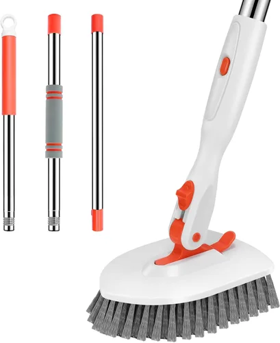 Miniatura 13 de SetSail Cepillo de ducha 3 en 1 con mango largo ajustable de 52 pulgadas y 3 cabezales de cepillo de repuesto desmontables para limpiar baño
