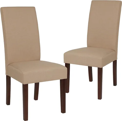 Miniatura 21 de Flash Furniture Greenwich Series Black LeatherSoft - Silla de comedor Parsons de mediados de siglo con parte trasera tapizada