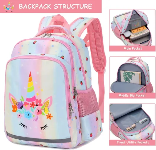 Miniatura 5 de Mochilas para niñas mochila de zorro mochila escolar con lonchera y estuche para lápices Multi