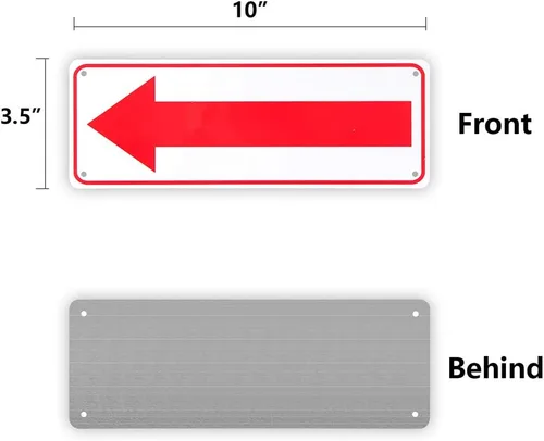 Miniatura 2 de Paquete de 4 letreros de flecha, para uso en interiores o exteriores, 10 x 3.5 pulgadas, letrero reflectante de aluminio libre de óxido, protección