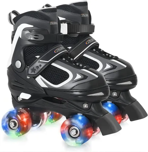 Miniatura 7 de Nattork Patines de ruedas para niños y niñas, patines cuádruples ajustables de 4 tamaños con todas las ruedas iluminadas - regalo de cumpleaños