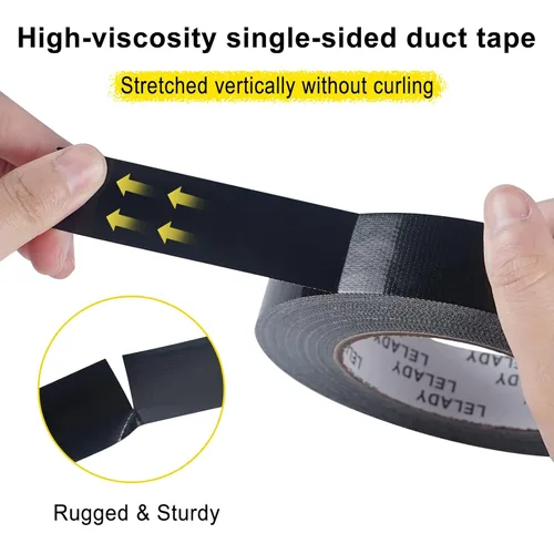 Miniatura 3 de Cinta adhesiva de 1 pulgada x 40 yardas, 2 rollos, negro, resistente, sin residuos, impermeable para embalaje, uso industrial y profesional