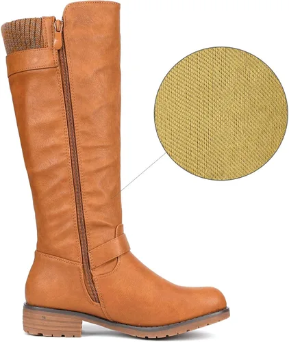 Miniatura 3 de DREAM PAIRS Botas de equitación hasta la rodilla con cremallera lateral para mujer