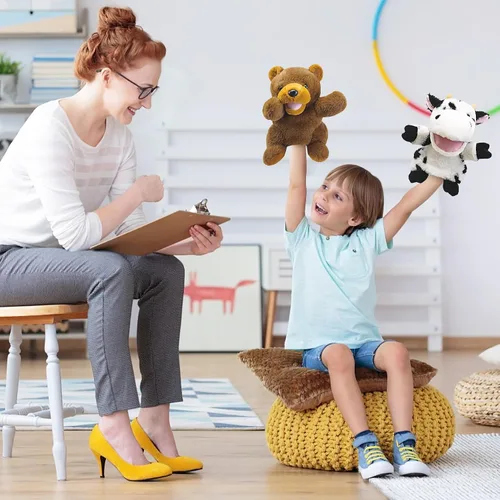 Miniatura 2 de Marionetas de mano, títeres de oso, marionetas de mano de animales de 10 pulgadas para niños, marioneta de mano para niños pequeños de 1 a 3 años