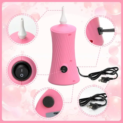 Miniatura 3 de Balloon Pump Electric Air Pump for Long Balloon Inflator Blower Machine for Birthday Party Celebration Balloons Decorations for Twisty Animal Rosa