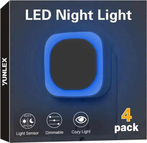 Miniatura 17 de YUNLEX - Pack de 4 luces nocturnas de luz blanca cálida, cuidado suave para los ojos con brillo suave regulable y reflexión indirecta, sensor