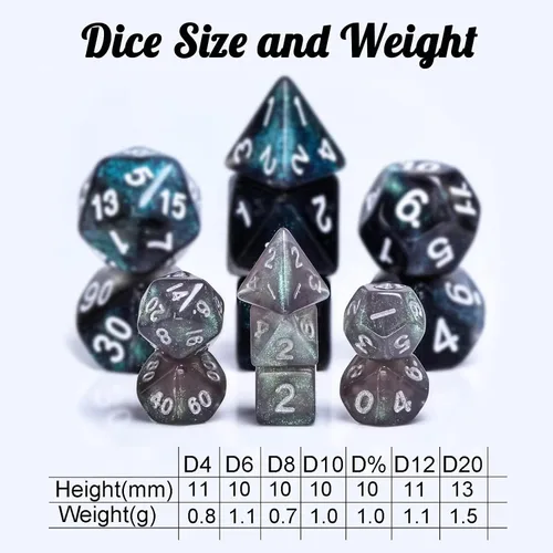 Miniatura 2 de Juego de dados Mini DND de 0.394 in, 15 juegos de dados poliédricos RPG (105 piezas) para MTG, RPG, D&D Dungeons and Dragons Juego de rol