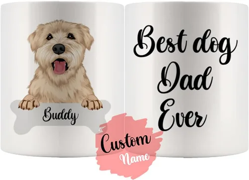 Taza personalizada de Wheaten Terrier con diseño de perro mamá y papá, taza de Wheatie Dog para hombres y mujeres, taza de regalo de dueño de perro