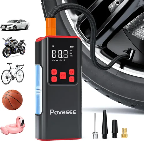 Inflador de Neumáticos Compresor de Aire Portátil Povasee 150PSI Bomba de Aire Portátil para Neumáticos Inflador de Neumáticos de Coche Inalámbrico