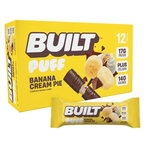 Miniatura 14 de Built Puffs - Barras de proteínas de 12 unidades, barras energéticas altas en proteínas, colágeno, sin gluten, cubiertas de chocolate, bajas