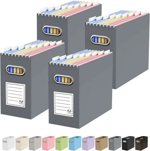 Miniatura 61 de Oterri Caja organizadora de archivos de cartón para colgar carpetas de archivos, tamaño carta, caja de archivos para escritorio de computadora