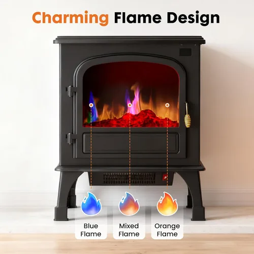 Miniatura 6 de Sweetcrispy Calentador de Chimenea Eléctrica Independiente, Chimenea Interior de 26 pulgadas con Efecto de Llama 3D, Diseño Seguro contra