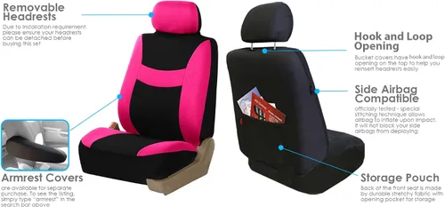 Miniatura 4 de FH Group FB030217 - Juego de fundas de asiento de tela ligera y transpirable, compatible con bolsa de aire y divisiones. Se adapta a la mayoría