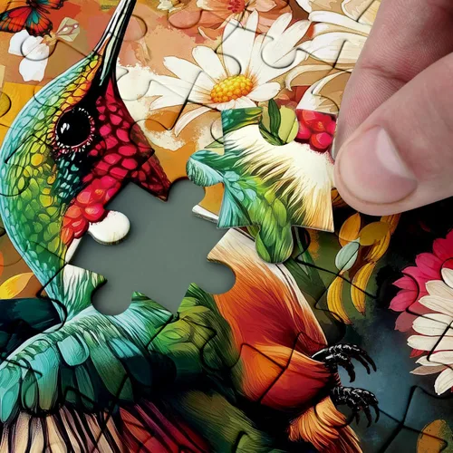 Miniatura 4 de Rompecabezas de flores coloridas de colibrí, 1000 piezas para adultos, pájaro, girasol, mariposa, naturaleza, rompecabezas de plantas, primavera