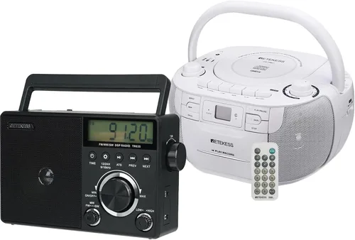 Retekess TR621 CD y reproductor de casete Combo TR635 Radio portátil de onda corta, radio digital AM FM, pantalla LCD retroiluminada, ATS, toma de