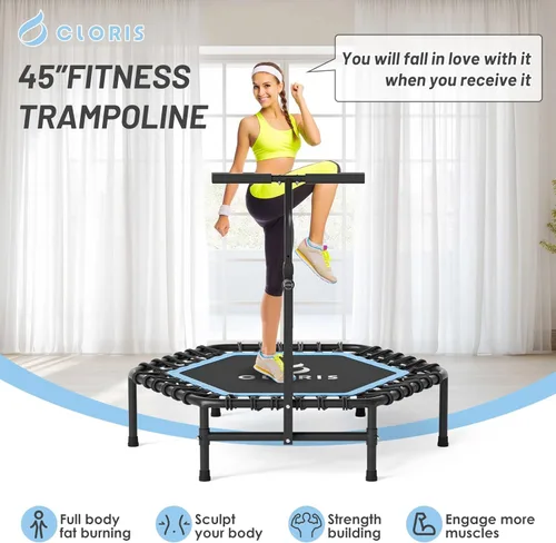 Miniatura 2 de CLORIS 45'' Rebounder Trampoline for Adults - Max Load 450lbs, Trampoline with Adjustable Foam Handle Indoor/Outdoor Fitness Body Exercise