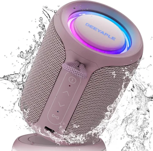 Miniatura 10 de Altavoz Bluetooth inalámbrico, IP67 impermeable y a prueba de polvo altavoz portátil con luces, sonido estéreo fuerte de 15 W, batería de 2500 mAh