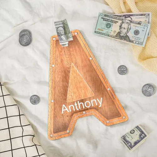 Miniatura 2 de Alcancías con nombre personalizado para niños, alcancía de letras personalizadas, banco de dinero del alfabeto de madera, regalos para niños