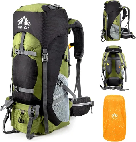 Miniatura 8 de Night Cat Mochilas de Senderismo 70L Mochilas de Camping para Hombres y Mujeres Ligeras al Aire Libre para Montañismo y Viajes, Sin Marco Interno