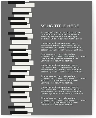 Miniatura 19 de Piano Keys Custom Songs Lyric Wall Art Print, Personalized Music Poster For Gallery Wall (Blue 11x14" Unframed Print)