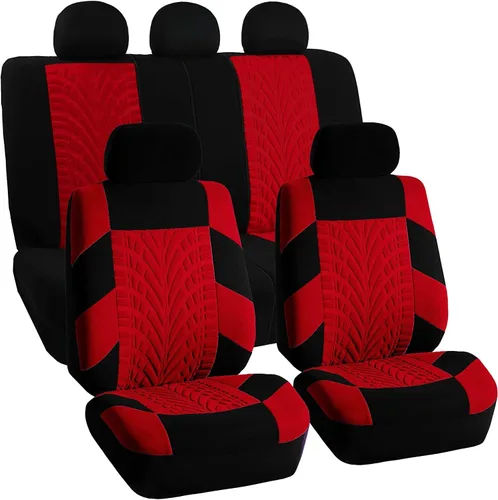 Miniatura 24 de FH Group - Juego de fundas de asiento delantero de automóvil de tela de alta calidad, para asientos con respaldo bajo con reposacabezas extraíble