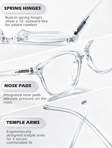 Miniatura 7 de HEEYYOK 0.50 Gafas de lectura para mujeres, 4 unidades, transparentes, diseño ojo de gato, para caras pequeñas, lentes de lectura flexibles
