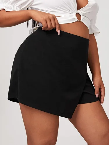 Miniatura 3 de Floerns Pantalones cortos asimétricos de cintura alta para mujer