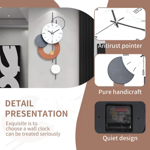 Miniatura 2 de SIN&MI Relojes de pared decorativos para sala de estar, grandes relojes de metal modernos que funcionan con pilas, arte de pared para el hogar