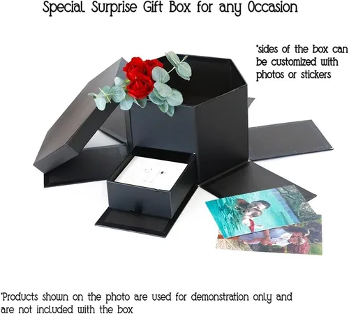Miniatura 2 de USA-SALES UNIKPACKAGING - Caja de regalo de flores con forma hexagonal de alta calidad, con cajón, tamaño 9.5 x 8.3 x 6.1 pulgadas, para arreglos