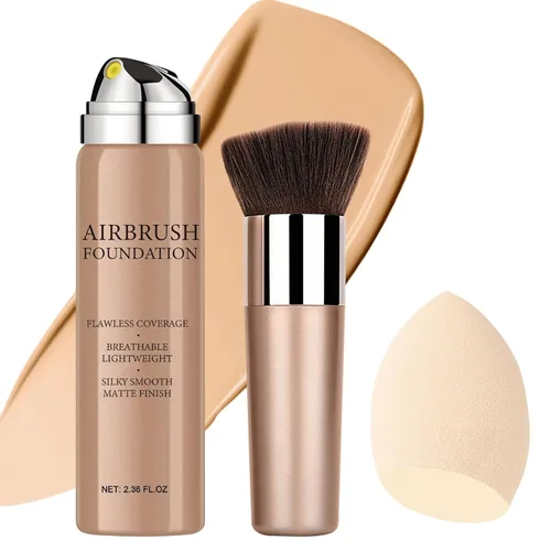 Aerógrafo, base de maquillaje en aerosol, base de maquillaje impermeable de larga duración para iluminar, corrector e hidratación, acabado mate