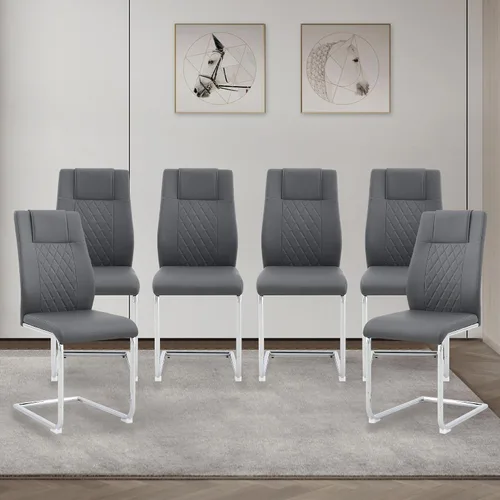 Miniatura 22 de cinkehome Juego de 4 sillas de comedor modernas de color negro con patas de metal plateado, silla lateral tapizada sin brazos con respaldo alto