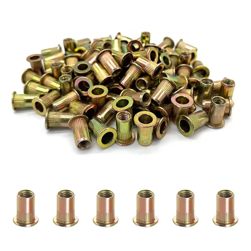 Miniatura 9 de 50 tuercas de remache, kit surtido de tuercas de remache métricas de acero al carbono M10, surtido de tuercas roscadas de cabeza plana, para Amarillo