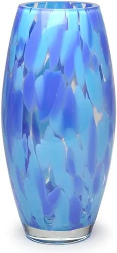 Ca D Oro - Jarrón de cristal de confeti azul soplado a mano estilo Murano para flores y decoración - Modelo Oliva G