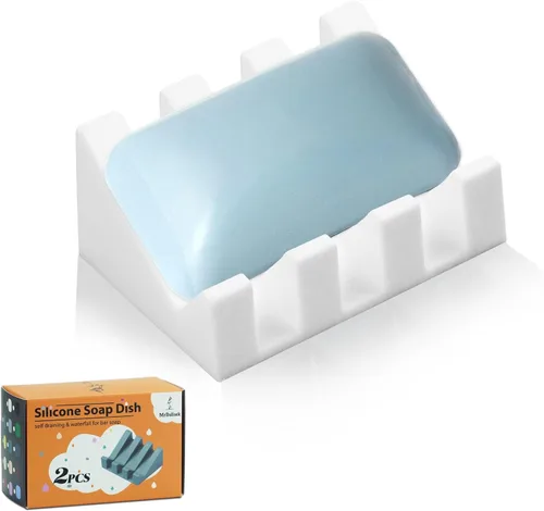 Miniatura 8 de Jabonera de silicona para jabón en barra, soporte para jabón para ducha y baño, bandeja autodrenante en cascada para secado, mantiene las pastillas