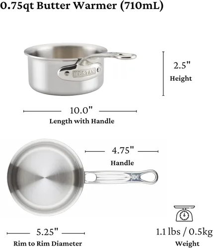 Miniatura 4 de Thomas Keller Insignia by Hestan - Calentador de mantequilla de acero inoxidable de 0.75 cuartos de galón, compatible con placa de inducción