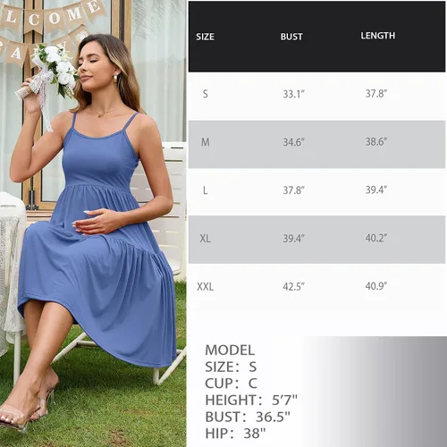 Miniatura 177 de GINKANA Vestido de maternidad sin mangas para mujer, con tirantes ajustables, vestido casual de verano para uso diario o baby shower