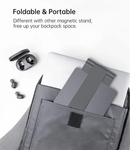Miniatura 7 de KU XIU Soporte magnético plegable solo para iPad Pro 11 M4 (2024), soporte de tableta ajustable de aleación de aluminio de 360°, soporte