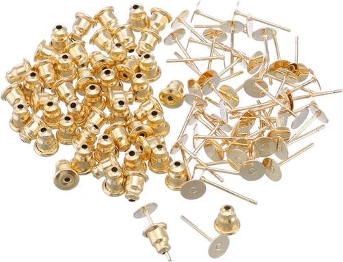 Miniatura 2 de Outus 100 pendientes de acero inoxidable con forma de bala de embrague y pendientes en blanco (dorado)