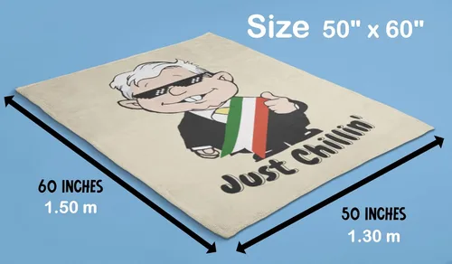 Miniatura 2 de MEXICANDOO AMLO - Manta de terciopelo con estampado de dibujos animados Amlito en un lado, manta ligera de felpa (Frazada de AMLO Cobija), tamaño 50
