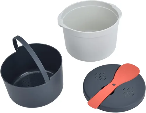 Miniatura 9 de La olla de 2 litros no contiene BPA con ventilación de liberación de vapor, olla arrocera para microondas, material PP de grado alimenticio, cuchara