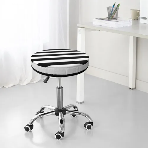 Miniatura 6 de Fundas de taburete de bar redondas elásticas y negras con rayas, fundas de taburete de bar, fundas de asiento de taburete, fundas elásticas