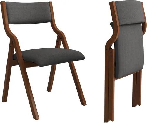 Miniatura 11 de Ball & Cast Silla plegable tapizada, paquete de 4, marco de madera maciza, altura del asiento de 16.9 pulgadas, respaldo y cojín de diseño