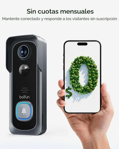Miniatura 6 de BOIFUN Cámara inalámbrica de timbre de video de 5 MP, más nítida que 2K, sin suscripción, visión amplia de 166°, visión nocturna HDR, detección