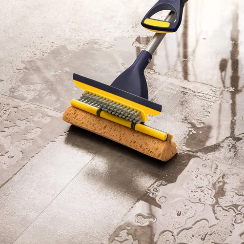 Miniatura 3 de Yocada Esponja de limpieza para uso comercial en el hogar, para uso comercial, para baño, garaje, con escobilla de goma y mango largo telescópico