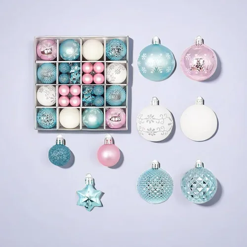 Miniatura 10 de Juego de 44 adornos de bolas de Navidad, adornos de bolas de Navidad inastillables para Navidad, vacaciones, corona y decoraciones de fiestas