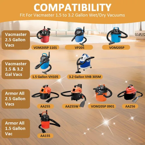 Miniatura 6 de 3 piezas de bolsa de filtro de tela para Armor All AA256 AA255 2.5 galones Shop VAC Microlined